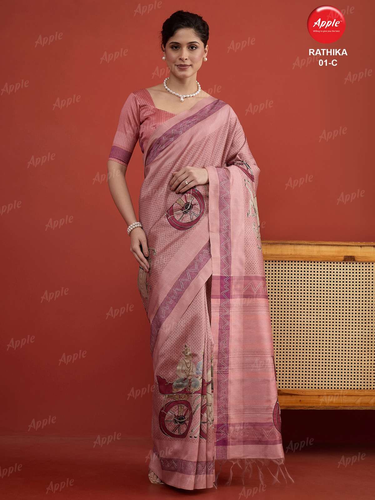 APPLE RATHIKA 1 ART SILK FABRIC WITH HERITAGE ART WORK ON SAREE WHOLESALE IN SURAT 